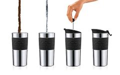 BODUM Travel French Press Coffee Maker, Vacuum, Small, 0.35 L - Black