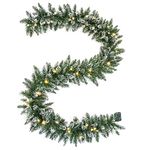 WBHome Pre-lit 9 Feet/106 Inch Christmas Garland with 100 LED Lights Holiday Decorations, Battery Operated (Batteries NOT Included)