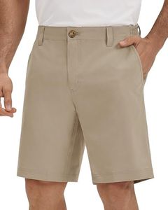 33,000ft Mens Golf Shorts 9 inch Inseam Quick Dry Elastic Waist Classic-Fit Drawstring Dress Shorts Hiking Fishing Business Taupe