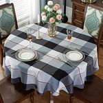 SASTYBALE Checkered Tablecloth 70 Inch Round Table Cloths Waterproof Anti-Shrink Soft and Wrinkle Resistant Decorative Fabric Table Cover for Kitchen Dinning Tabletop Outdoor(Round,Grey)