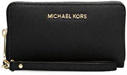 Michael Kors Women's Jet Set Wallet, Black, One Size, Large Jet Set Travel Phone Case