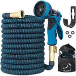 Expandable Garden Hose 100 ft, All New 2018 Upgraded, Extra Strength No-Kink, Lightweight Durable Flexible Water Hose, 9 Function Spray Hose Nozzle, 3/4 Solid Brass Connectors