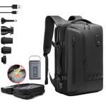 40L Vac-pack Vacuum Backpack - Large Capacity Expandable Space Saver Bags, Water Resistant Anti-Theft Travel Backpack with Vacuum Compression and Pump (Black+Vacuum Pump)