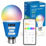 Tapo B22 MATTER Smart Bulb, Energy Monitoring, Advanced Music Sync 1055 lm, 8.6W Smart Light Bulb, Dimmable, Tunable Alexa Light Bulbs, Voice Control with Apple HomeKit, Alexa and Google,(Tapo L535B)