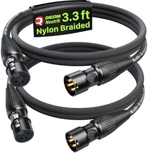 AA AUDIO ACCESSORY Short XLR Cables 1M 2Pack, Gold-Plated Rean Connectors from Neutrik, Kevlar-Reinforced Nylon Braided Microphone Cable, Durable Shielded and Balanced XLR Cable, Male to Female