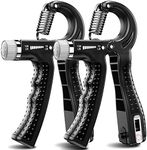 KDG Hand Grip Strengthener 2 Pack Adjustable Resistance(5-60KG) Forearm Exerciser, Grip Strength Trainer for Muscle Building and Injury Recovery for Athletes (Black)