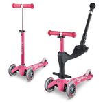 Micro Scooters | Mini 3in1 Deluxe Push Along Children's Trike | Toddler Scooter with Seat | 12mths-5yrs | Boys & Girls | Pink
