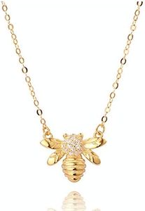 Collana girocollo con ciondolo a forma di ape, per donne, adolescenti, ragazze, in argento Sterling S925, con cristalli di zirconia cubica, con ciondolo a forma di ape regina, bombo, migliore amica,