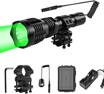 WINDFIRE WF-802 350 Lumens Waterproof Tactical Flashlight 250 Yards Long Range Throwing Green LED Coyote Hog Hunting Torch with Pressure Switch & Barrel Mount