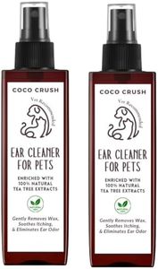Coco Crush 100% Natural Pet Ear Cleaner Fastest Itch Relief&Squeaky Clean Ears|for Dogs and Cats|Effective&Gently Removes Dirt&Wax|Prevents Ear Discharge&Odour,Treats Ear Mites(200Ml(2 * 100Ml))