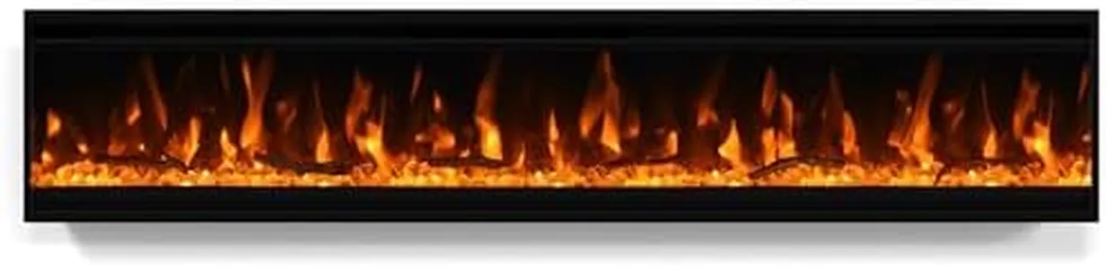 70 inch Electric Fireplace, 4.3" Ultra-Thin Electric Fireplace Inserts, Ultra-Narrow Frame, Wall Mounted and Recessed Fireplace, Log & Crystal, Touch Screen & Remote Control, 1500W