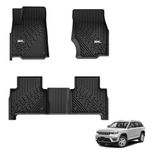 3W Floor Mats Compatible for Jeep Grand Cherokee 2022-2025 TPE All Weather Custom Fit Floor Liner 1st and 2nd Row Full Set Car Mats, Black