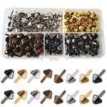 200PCS 4 Colors Metal Cone Screw Back Rivets Flat Head Stud Purse Feet Spike for Handbags,Purse Hardware for Bag Making,Purse Making Supplies,Spikes for DIY Crafts Decoration Accessories and Clothing