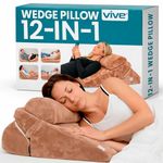 Xtra-Comfort Bed Wedge Pillow - Folding Memory Foam Incline Cushion System for Back and Legs - Triangle Shaped for Reading, Support - Washable