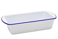 Crow Canyon Home Enamelware Loaf Pan, 9 x 5 inches, Vintage White/Blue