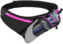 AiRunTech Upgraded No Bounce Hydration Belt Can be Cut to Size Design Strap for Any Hips for Men Women Running Belt with Water Bottle Holder with Large Pocket Fits Most Smartphones(Pink)