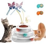 Kilin 3 in 1 Interactive Cat Toys, Auto Relief Kitten Toys, 360° Motorized Spinning Butterfly, Feather, Birdsong Cat Toys, Cat Toys Track Balls, Cat Toys for Indoor Cats, Good Gift in Cat Stuff