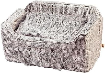 Snoozer Dog Car Seat with Storage Tray: Lookout II Dog Booster Car Seat Medium Sized Dog, Size: Large, Fabric: Palmer Dove, Pet Car Seat to Help Car Sickness for Dogs, Removable Washable Cover