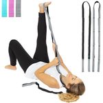 Vive Stretch Strap - Leg Stretch Band to Improve Flexibility - Stretching Out Yoga Strap - Exercise and Physical Therapy Belt for Rehab, Pilates, Dance and Gymnastics with Workout Guide Book (Gray)