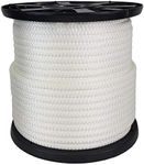 1/2 inch White Dacron Polyester Rope - 250 foot spool | Solid Braid - Industrial Grade - High UV and Abrasion Resistance - Low Stretch