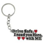 Kaameri Bazaar Drive Safe Metal Keychain (Silver/Black) - valentine day gift for boyfriend girlfriend husband wife