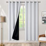 BGment Thermal Insulated 100% Blackout Curtains for Bedroom with Black Liner, Double Layer Full Room Darkening Noise Reducing Grommet Curtain, 2 Window Curtain Panels of 52 x 84 Inch, Grayish White