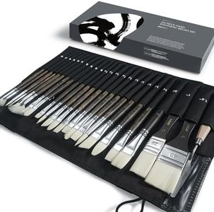 ARTIFY 25 Pieces Synthetic Hog Bristle Nylon Paint Brush Set- Expert Series Paintbrushes for Acrylic, Oil – No Shedding, Canvas Roll Case, Artist Gifts Art Supplies