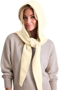Saodimallsu Womens Balaclava Beanie 2 in 1 Soft Knit Hooded Scarf Hats Fall Winter Neck Warmer Beanies Beige