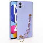 Pikkme Samsung Galaxy M04 / F04 / A04e Back Cover for Girls | Heart Shaped Metal Chain Blocks | Sparkling Soft TPU | Case for Samsung Galaxy M04 / F04 / A04e (Purple)