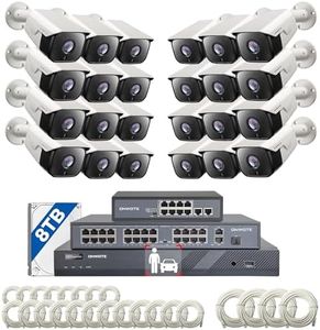 ONWOTE 32 Channel Security Camera System, 12MP 32CH NVR 8TB, 32 Ports Switch, 24x 6MP Outdoor Audio PoE IP Cameras, AI Human Vehicle Detection, 24x Cables-2280ft, Commercial Surveillance for Business