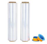 BOMEI PACK Stretch Wrap Film, Plastic Wrap 40cm x 250m, 2 Packs with Rotatable Sleeve