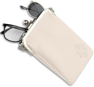 BORSALI Small Crossbody Bag for Women - Vegan Leather, Designer Purse for Phone, Sunglasses and Eyeglasses. Soft, Double Glasses Case with Removable Crossbody Strap for Use in Handbag - Cream