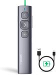 Norwii N95 Presentation Clicker with Green Light Pointer for presentations, PowerPoint Clicker for Presentation Remote, Long Range Wireless Presenter, USB-C Rechargeable (Grey with Green Light)