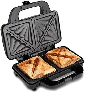 Global Gourmet by Sensiohome Sandwich Toaster/Toastie Maker – Deep Fill Non-Stick Hot Plates – 4 Slice Electric Grill Press Perfect for Toasted Cheese Snacks – 900W - Silver/Black