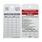 National Marker Corp. RPT26ST Tags, Fire Extinguisher Recharge and Inspection, 6 Inch X 3 Inch, Synthetic Paper, 25/Pk (Hole)