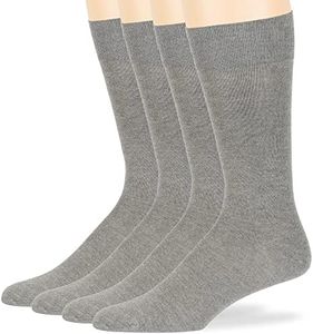 7BIGSTARS KINGDOM Men's Viscose Dress Socks - 4 Pack - Breathable Casual Crew Business Seamless Solid - Sock Size 10-13 Shoe 9-12 L Grey