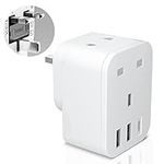 USB Plug Charger UK with 1 Type C and 2 USB Ports, Unidapt Shaver Adapter Plug Extension, 5in1 USB Outlet Plug Extender for Household Appliances, iPhone, Smartphone, Shaver Ideal for Home Office 3250W