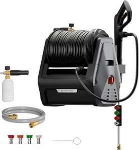 Giraffe Tools Grandfalls Pressure Washer G30B, Max 2400 PSI, 2.0 GPM, Electric Wall Mounted Pressure Washer with 100ft Balck Pressure Hoses, Foam Cannon, 4-Nozzles for Car/Driveways, Dark Silver