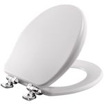 Bemis 9170CSLA 000 Alesio Toilet Seat with Chrome Hinges Will Slow Close, Never Loosen and Provide The Perfect Fit, Round, High Density Enameled Wood, White