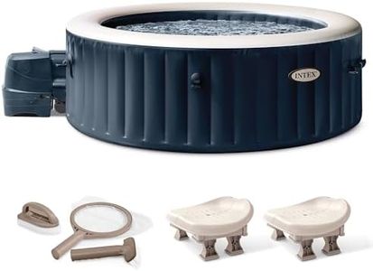 Intex PureSpa Plus Portable Inflatable Hot Tub Bubble Jet Spa, 77" x 28", with Hot Tub Maintenance Kit and Removable Hot Tub Seat Accessory (2 Pack)