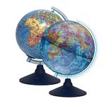 Exerz 21cm Illuminated Globe - Physical Map Daytime/Constellation Stars with lightup - Swivel Rotating World Globe (21cm New)