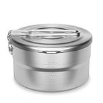 Lixada Camping Pot 1.5L Stainless Steel Camping Cooking Pot with Lid and Folding Handle for Camping Hikiing Fishing Backpacking