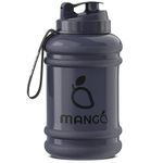 MANGO | 2.2 Litre Water Bottle with Straw and Handle - Large BPA-Free Drinking Jug - Durable Sports Tumbler with Time Markings - Dishwasher Safe - Ideal For Gym and Outdoor Activity (Black)