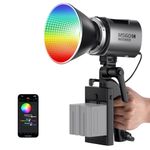 NEEWER MS60C RGBWW LED Video Light with 2.4G/APP Control, 65W Metal Mini RGB COB Continuous Output Lighting Bowens Mount Handheld Spotlight 2700K-6500K,8300lux/1m, CRI 97+/TLCI 98+,17 Effects + RGBCW