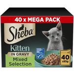 Sheba Sauce Collection Cat Food Pouch for Kitten Mixed Selection in Gravy 40x85g