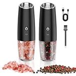 Electric Salt and Pepper Grinder Set: Rechargeable Salt and Pepper Mill USB Salt Pepper Mills Set Adjustable Coarseness Automatic One-handed Operation Salt Mill with Ceramic Core