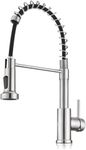 Kitchen Tap, VIGIME Stainless Steel Kitchen Faucet with Sprayer-High Arc Dual Function Brushed Nickel, Commercial Single Handle One Hole Spring Mixer Taps for RV Farmhouse Camper Laundry Bar Sink