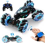 iDensic 1:12 RC Stunt Car, 2.4GHz 4WD Remote Control Gesture Sensor Toy Cars, Double Sided Rotating Off Road Vehicle 360° Flips with Lights Music, for Boys & Girls Birthday