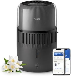 Philips 5000 Series Smart Verdunstungsbefeuchter für 45m², 12dB Ultra-leise, Schlafmodus, 99% weniger Bakterien mit NanoCloud, 300 ml/h, 4,5L Tank, Feuchtigkeitssensor, Timer, Schwarz (HU5600/03)
