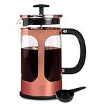 Farberware French Press Coffee Maker, Tea & Espresso Maker, Stainless Steel Cold Brew Press, Heat-Resistant Borosilicate Glass, BPA-Free, Measuring Spoon Included, 8 Cup Capacity (Rose Gold)